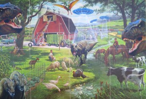 A Day on the Farm 36x24 Collage on wood panel